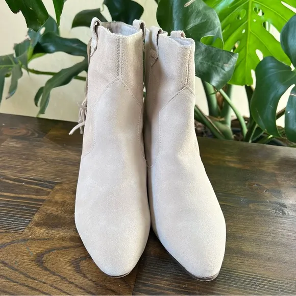 Zara Fringe Cream Suede Ankle Boots EU39 US8 ‘Display Shoes’