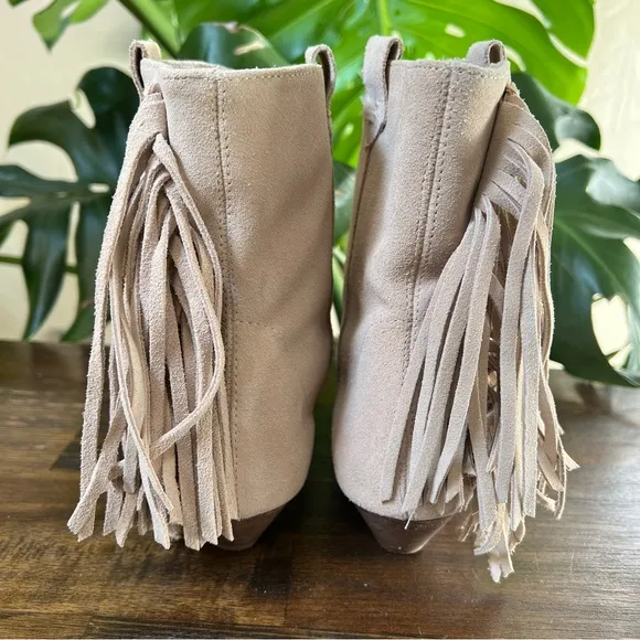 Zara Fringe Cream Suede Ankle Boots EU39 US8 ‘Display Shoes’