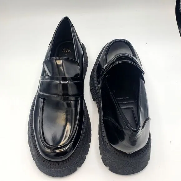 Zara Men Black loafer slip on Chunky Rubber Sole  Shoes Size 7