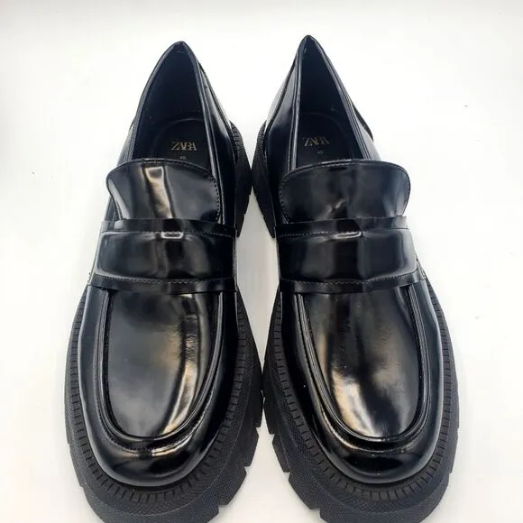 Zara Men Black loafer slip on Chunky Rubber Sole  Shoes Size 7