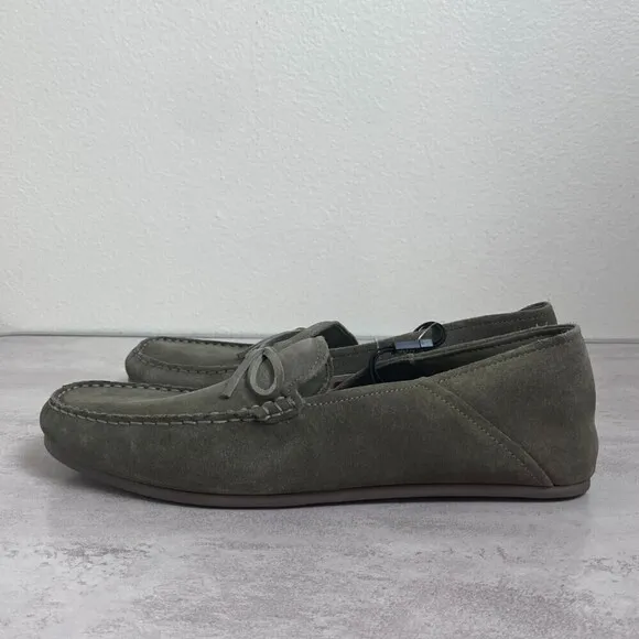Zara Men Size 11.5 Leather Army Green Driving Moccasins NEW Casual Comfort Shoes