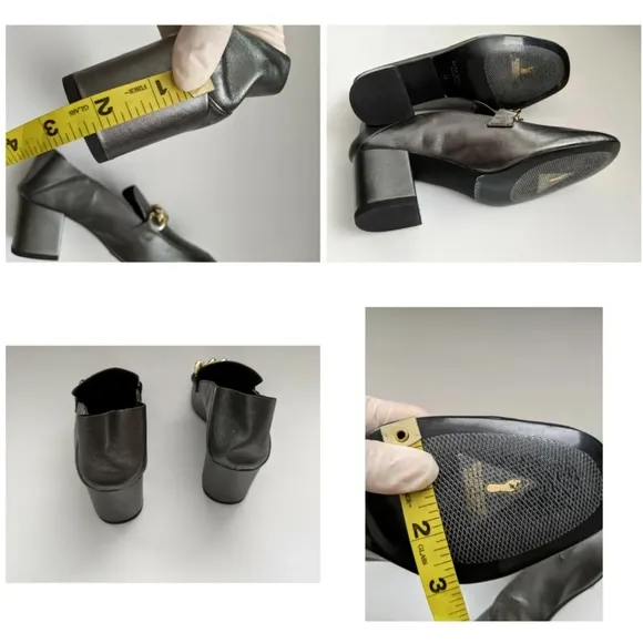 Zara Soft Leather Mid Heel Shoes With Chain Detail Women's Size 6